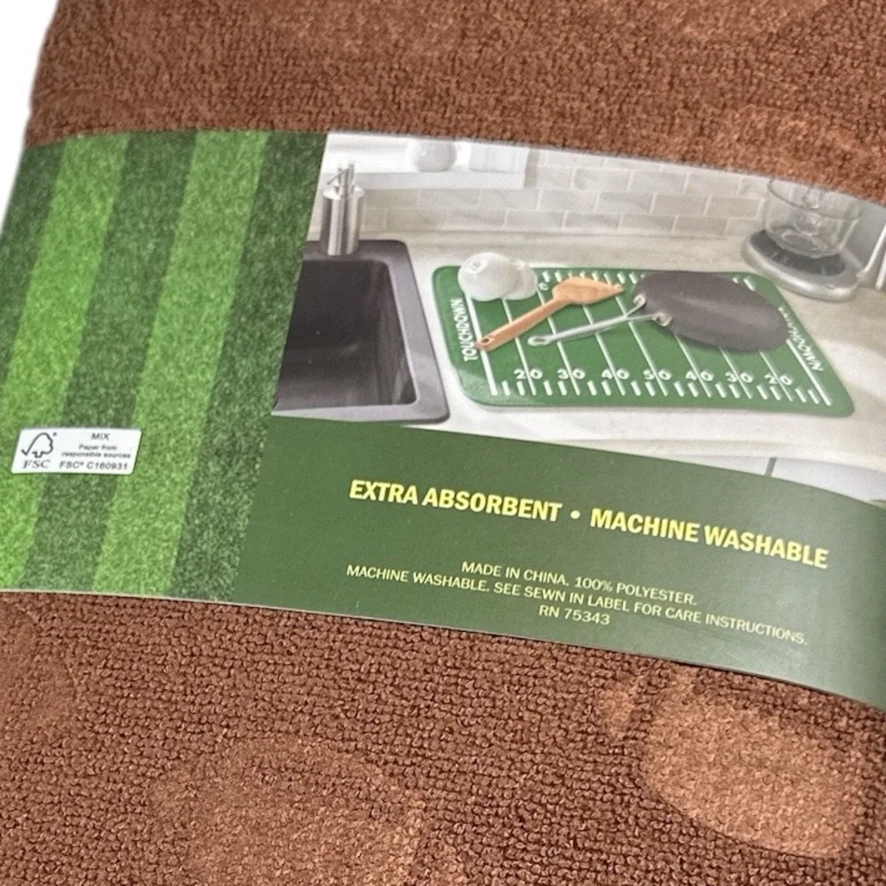 NEW VHTF Game Day, Game On FOOTBALL Dish Drying Mats Set/2